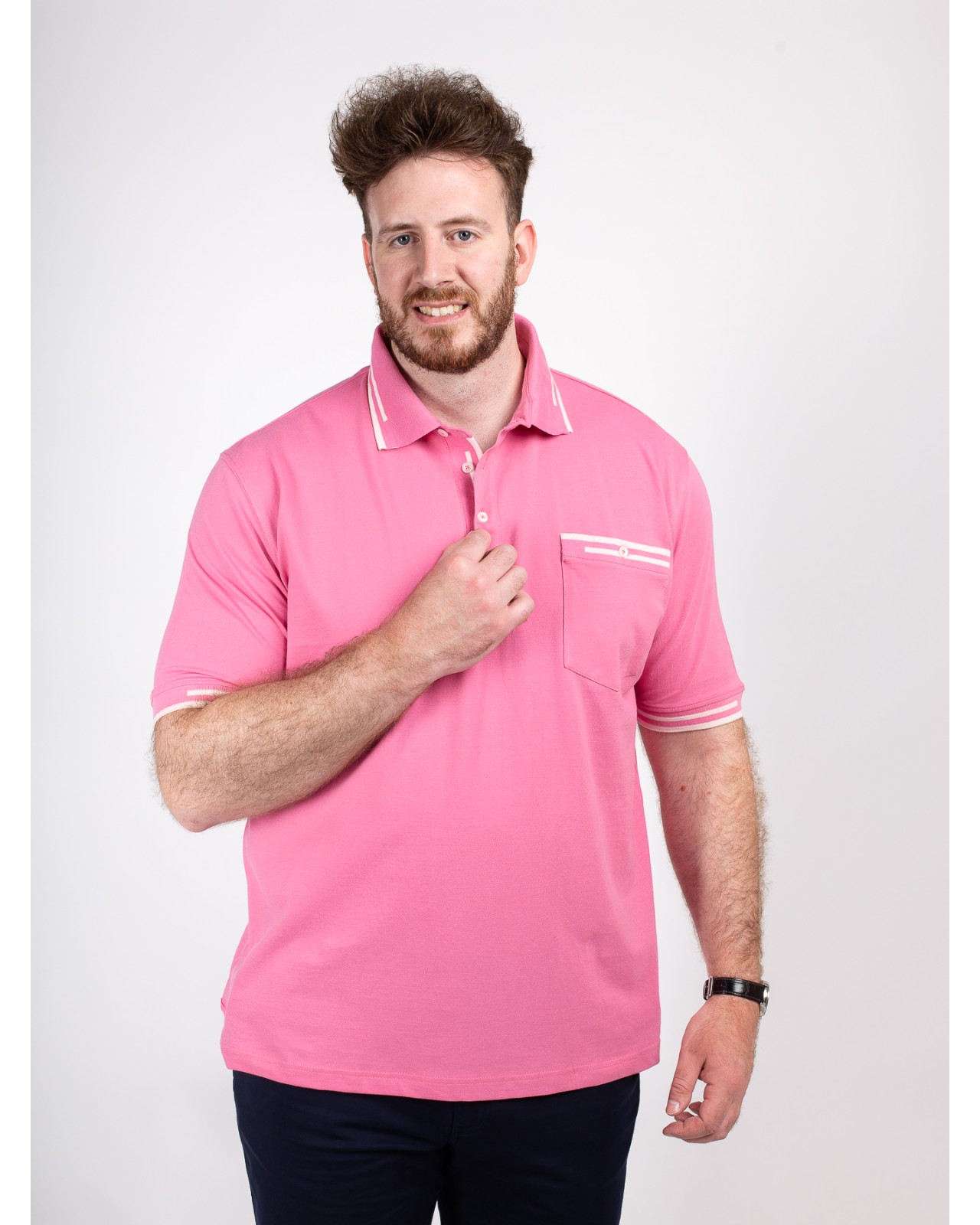 Polo piqué San Roch grande taille rose