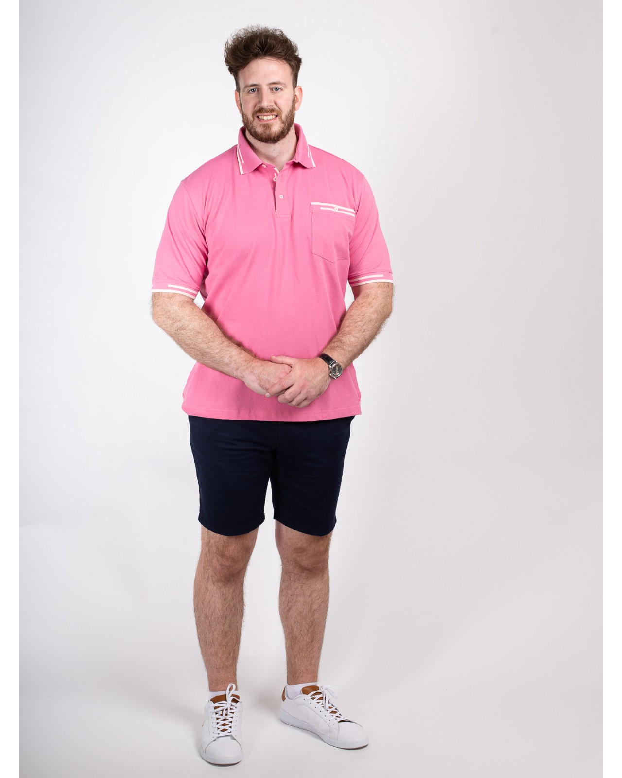 Polo piqué San Roch grande taille rose