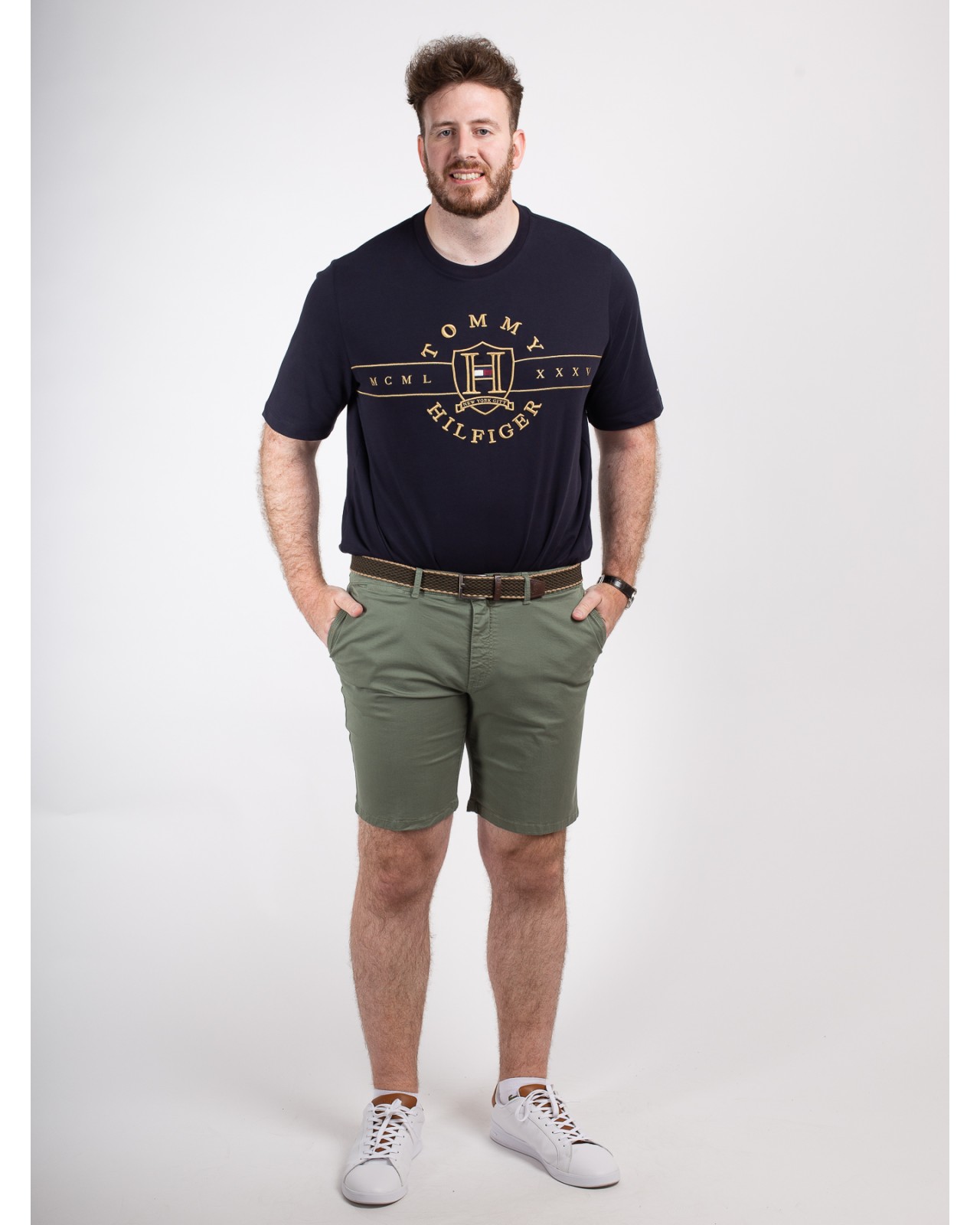 Short chino 1214 grande taille avec ceinture vert kaki