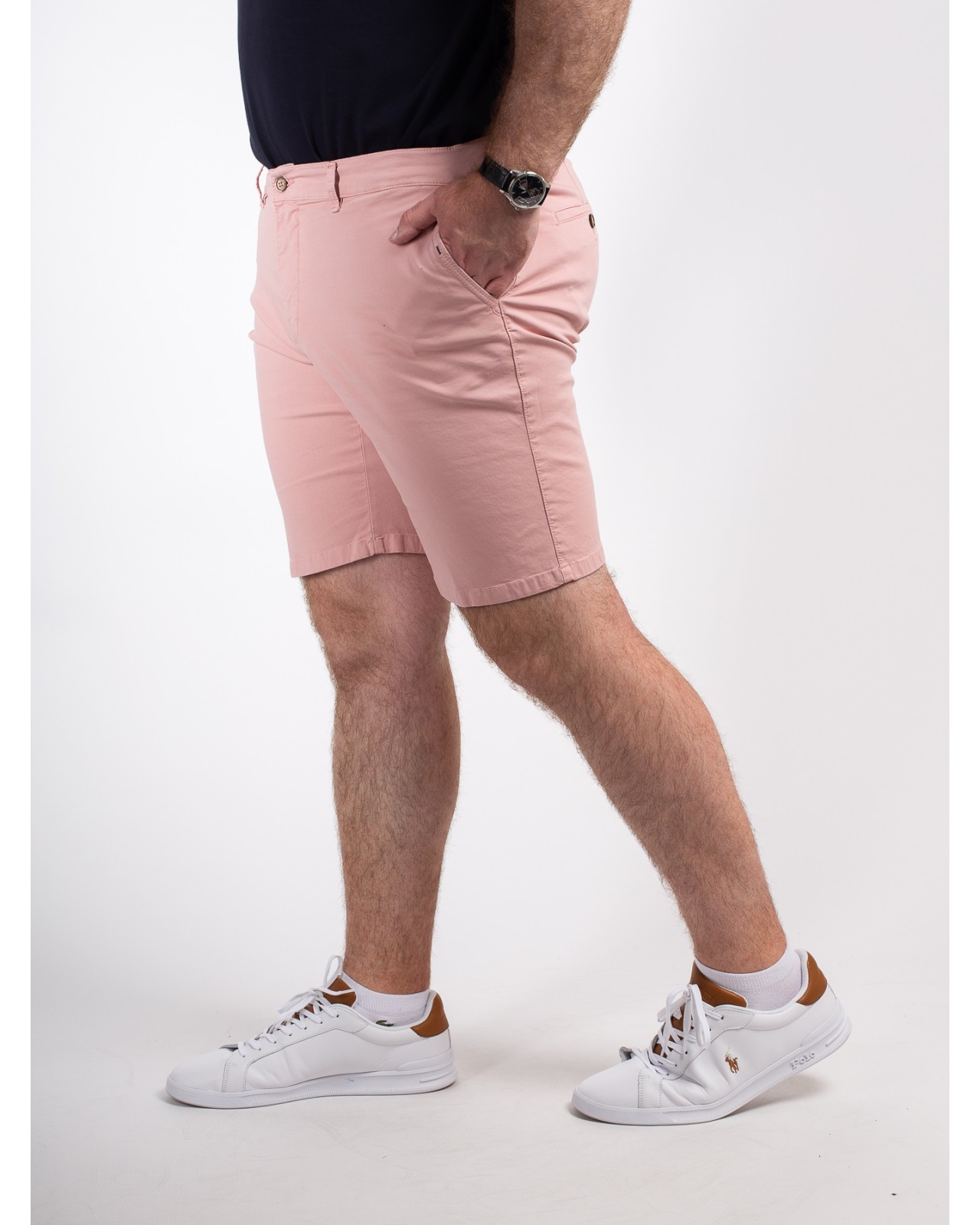 Short chino armuré 1214 grande taille rose