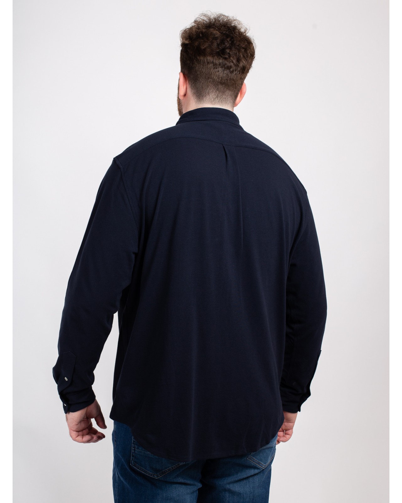 Chemise en maille piqué Ralph Lauren grande taille bleu marine