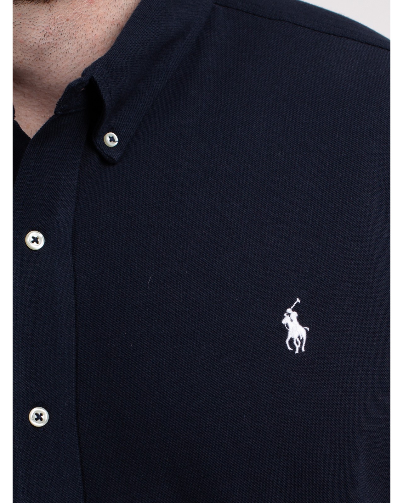 Chemise en maille piqué Ralph Lauren grande taille bleu marine
