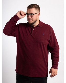 Polo manches longues piqué Ralph Lauren grande taille bordeaux