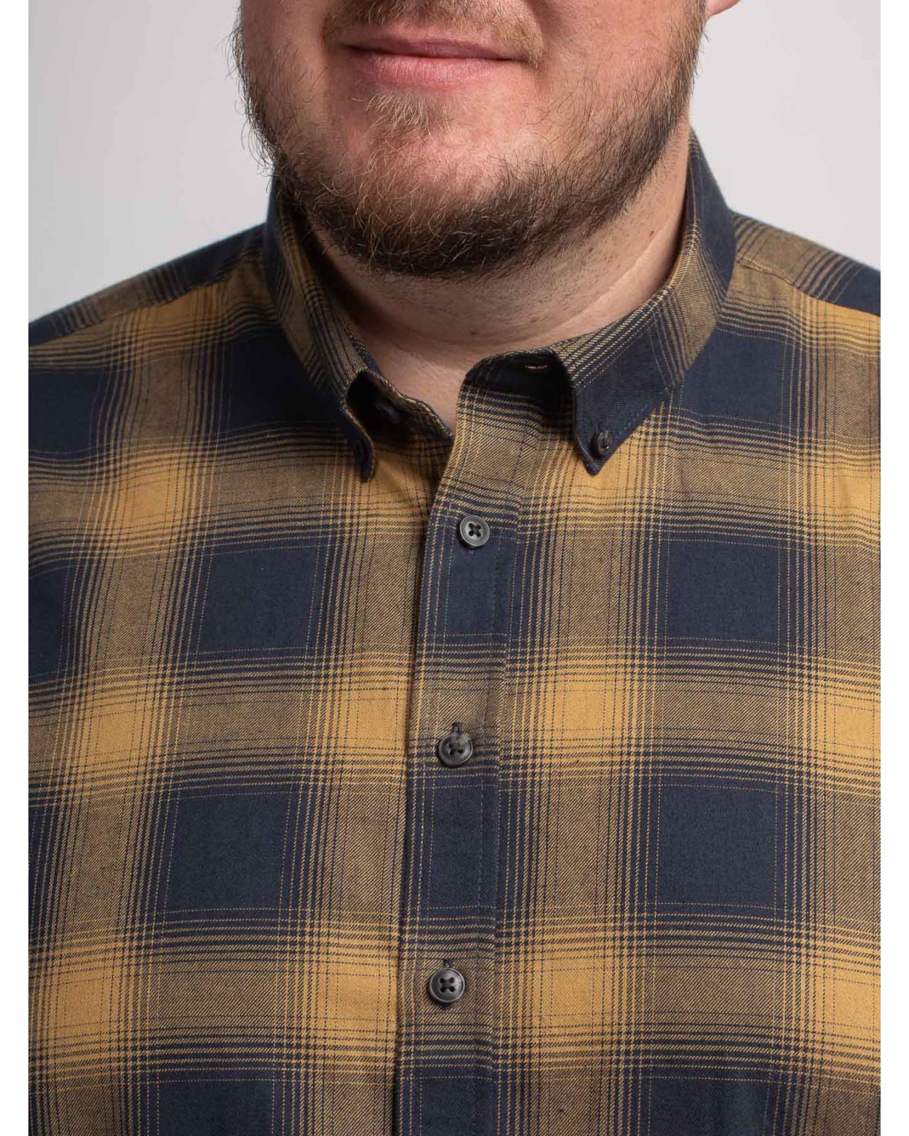 Chemise flanelle MN03 grande taille à carreaux ocre