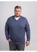 Pull col V en coton et cachemire Tommy Hilfigergrande taille bleu indigo