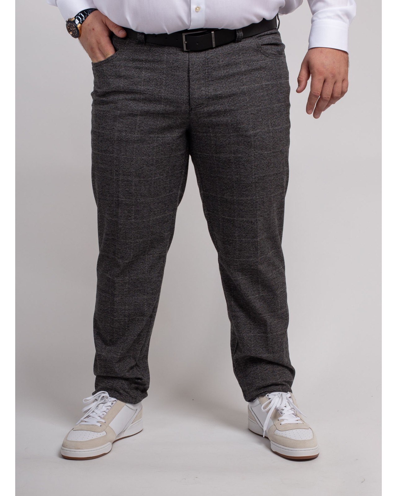 Pantalon chino flanelle Maneven grande taille anthracite