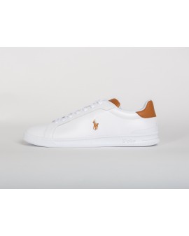 Sneakers Heritage Court Ralph Lauren grande taille en cuir blanche