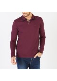 Polo manches longues piqué coton pima Eden Park grande taille bordeaux