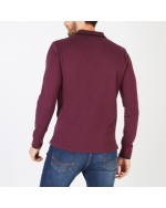 Polo manches longues piqué coton pima Eden Park grande taille bordeaux