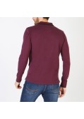 Polo manches longues piqué coton pima Eden Park grande taille bordeaux