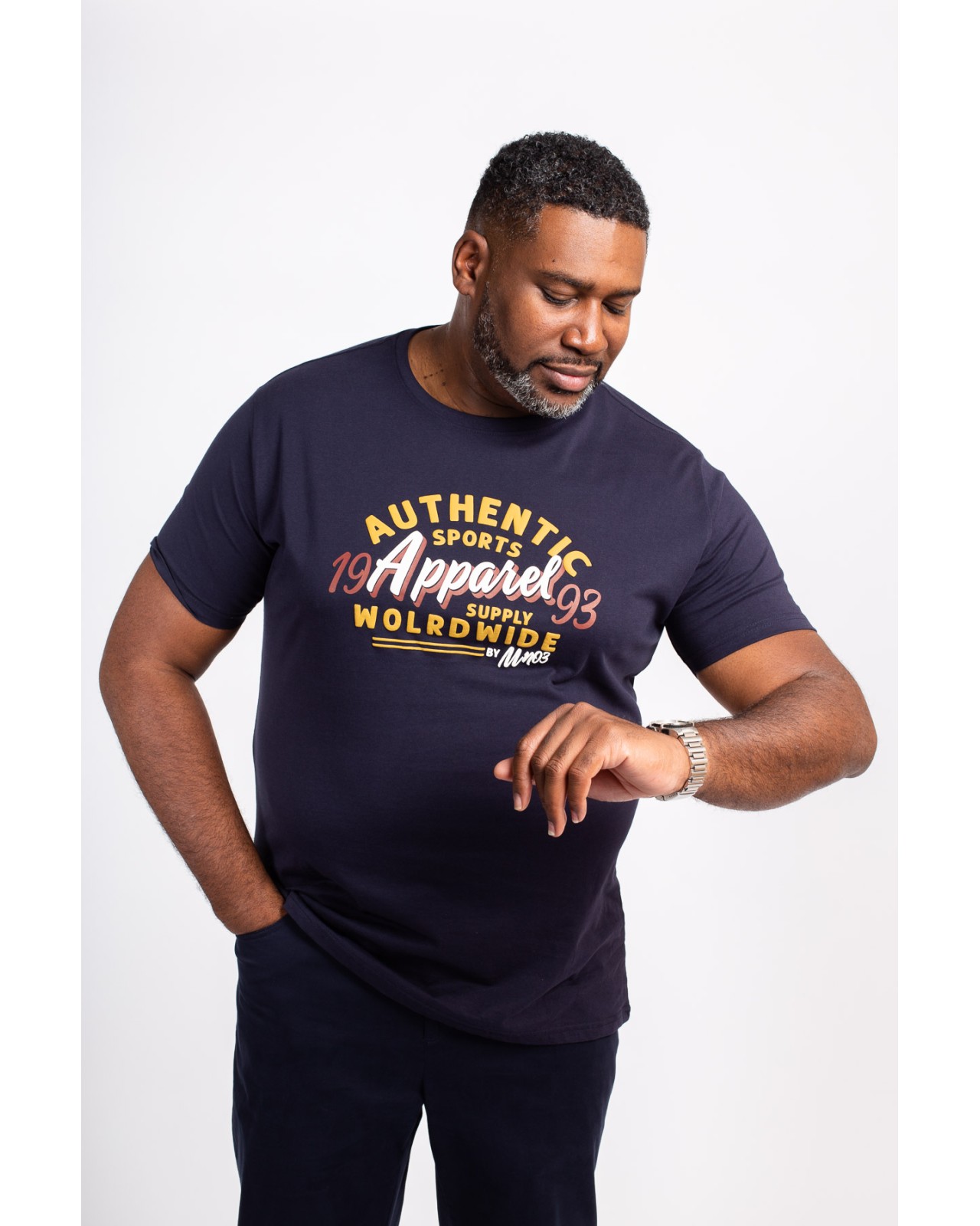 Tee shirt MN03 imprimé grande taille bleu marine