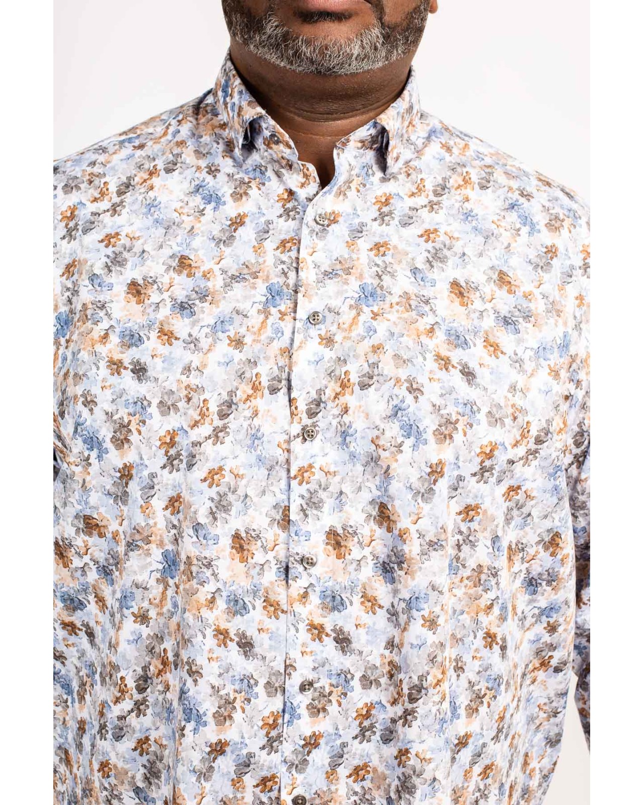 Chemise stretch Maneven grande taille imprimé bleu EC