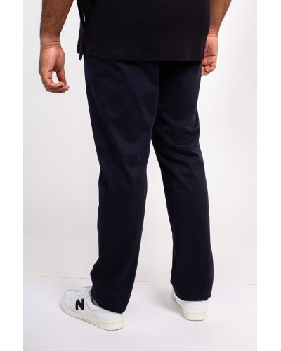Pantalon chino sergé 1214 grande taille avec ceinture bleu marine