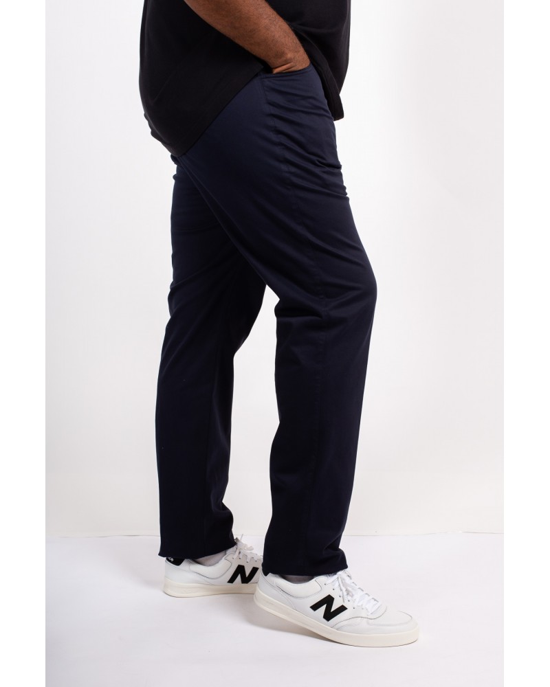 Pantalon chino sergé 1214 grande taille avec ceinture bleu marine