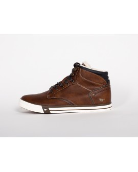 Sneakers montantes fourrées Mustang grande taille cognac