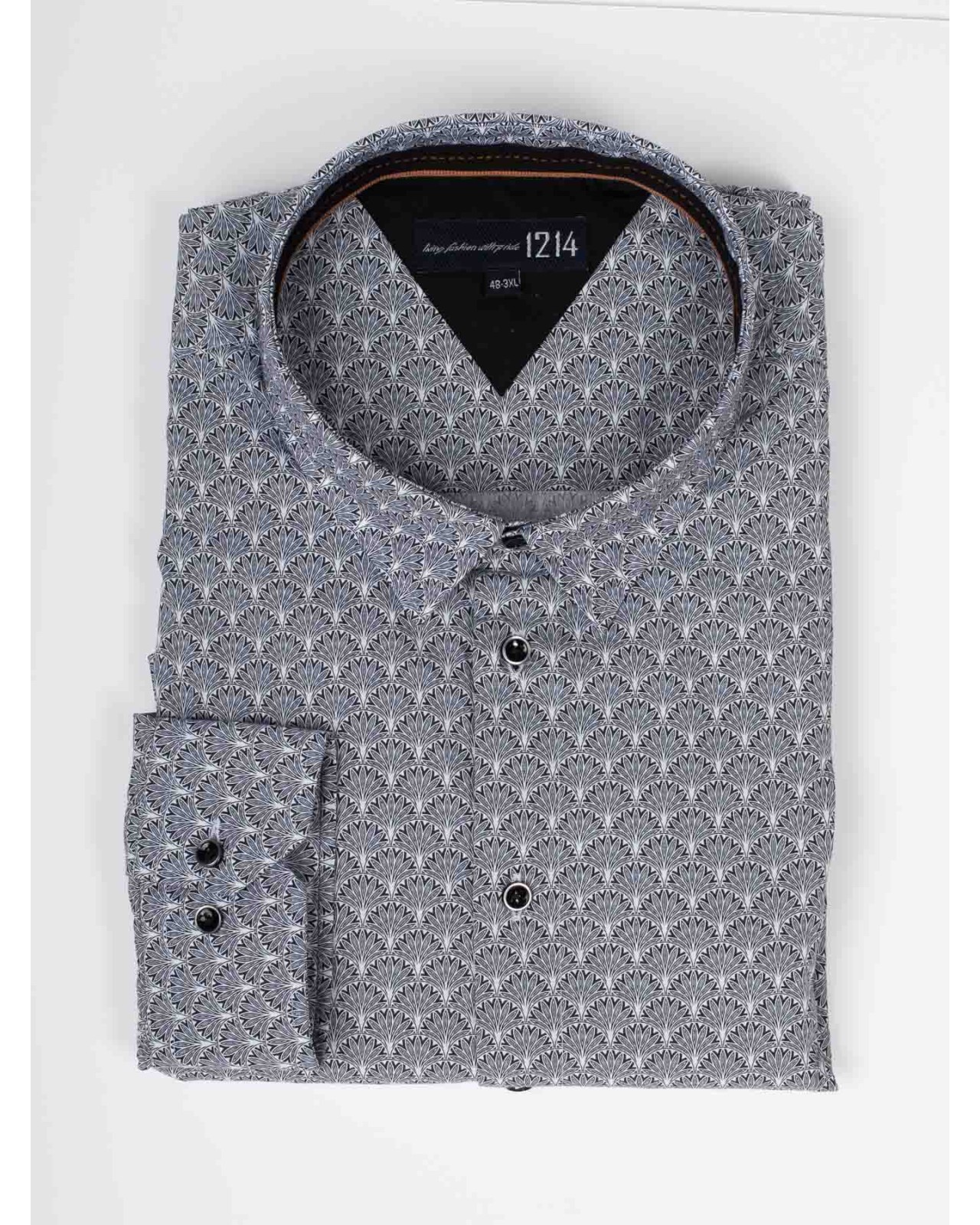 Chemise 1214 grande taille fantaisie noir