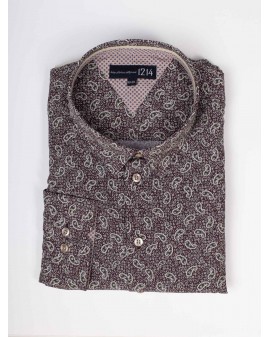 Chemise 1214 grande taille imprimé cachemire bordeaux