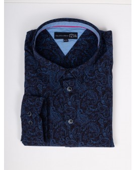 Chemise 1214 grande taille imprimé cachemire bleu marine