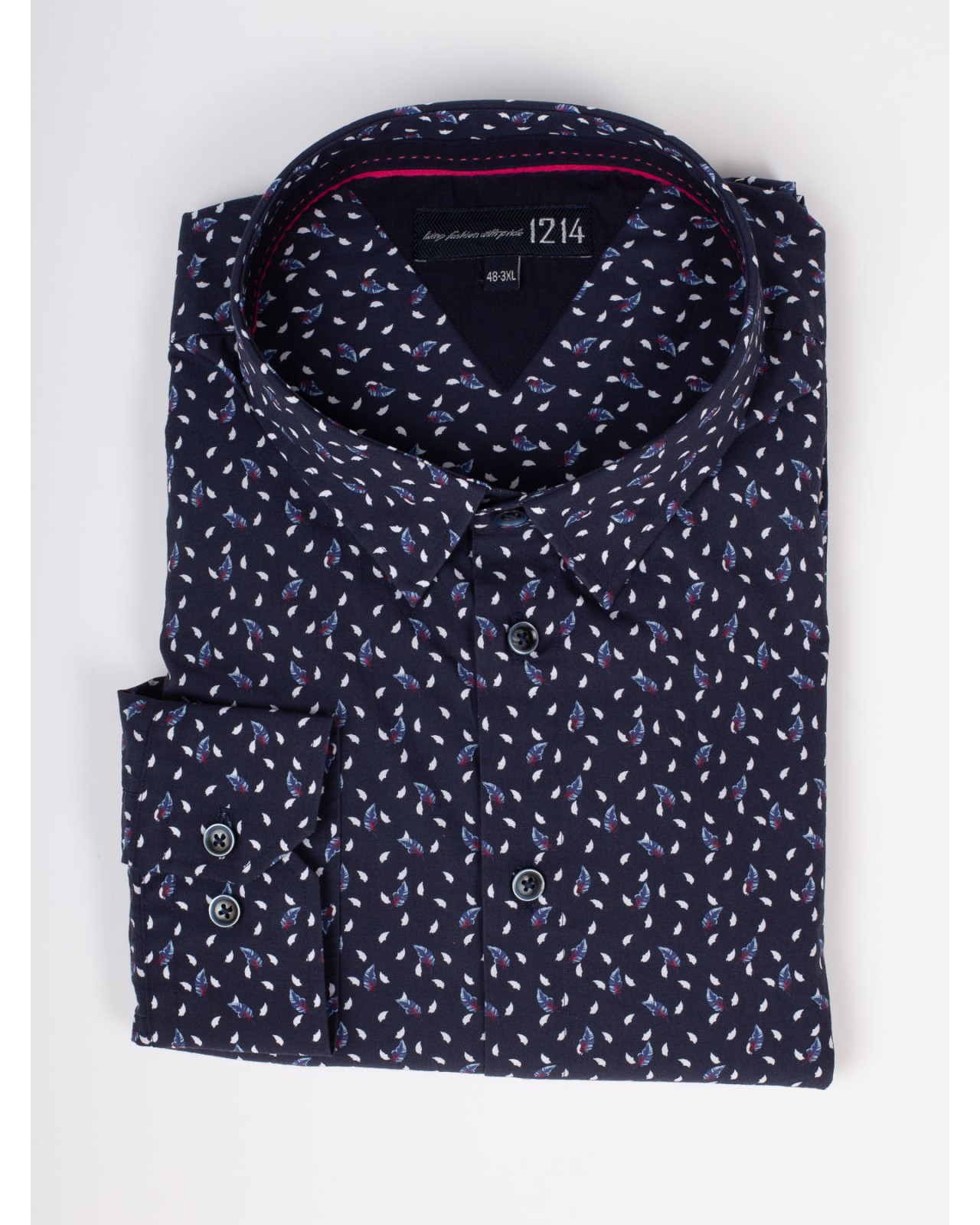 Chemise 1214 grande taille fantaisie bleu marine