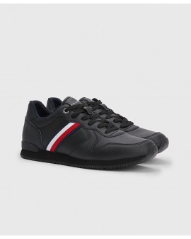 Sneakers Iconic Runner Tommy Hilfigergrande taille en cuir noir