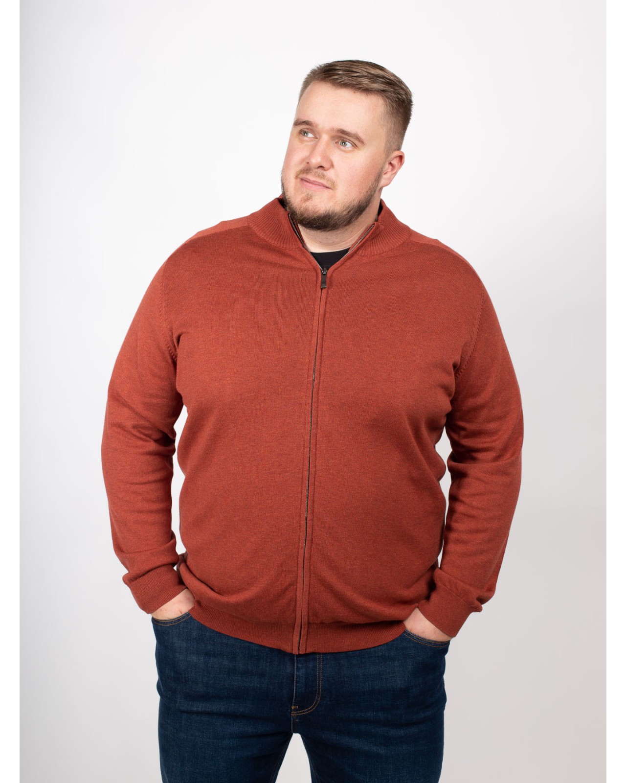 Gilet zippé pima coton Casa Moda grande taille rouille