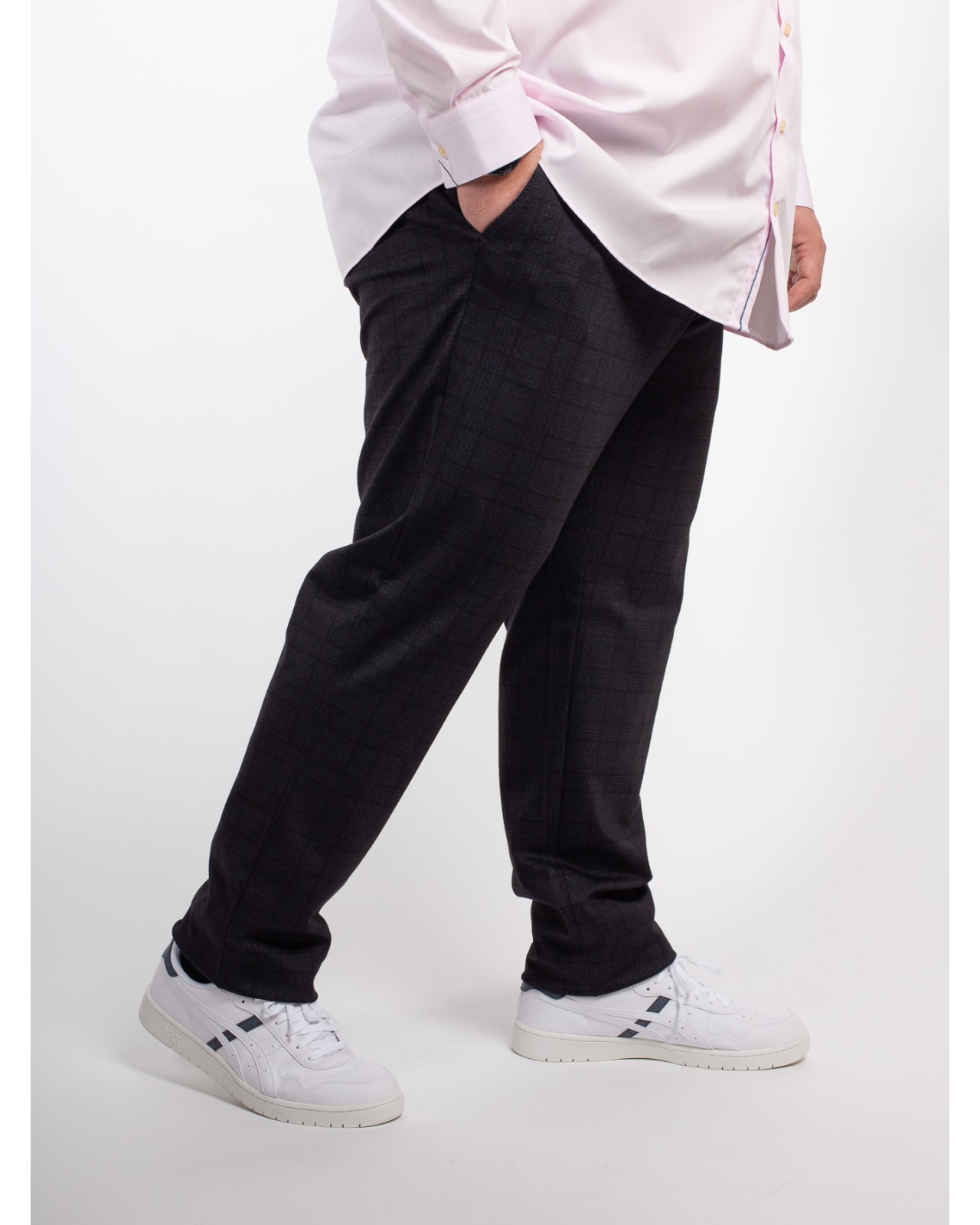 Pantalon en flanelle Prince de Galles Redpoint grande taille anthracite