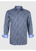 Chemise dobbyJ.Ordell grande taille fleurie bleu marine