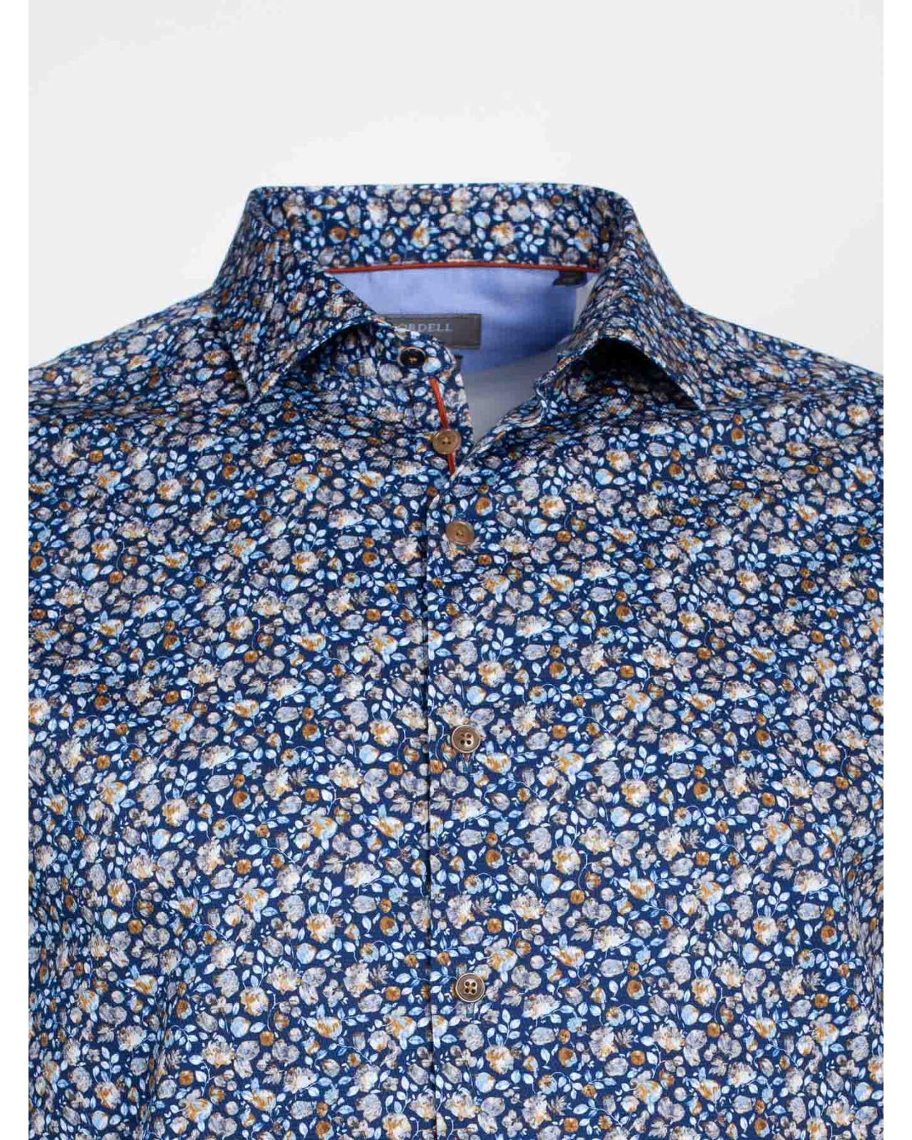 Chemise dobbyJ.Ordell grande taille fleurie bleu marine