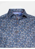 Chemise dobbyJ.Ordell grande taille fleurie bleu marine