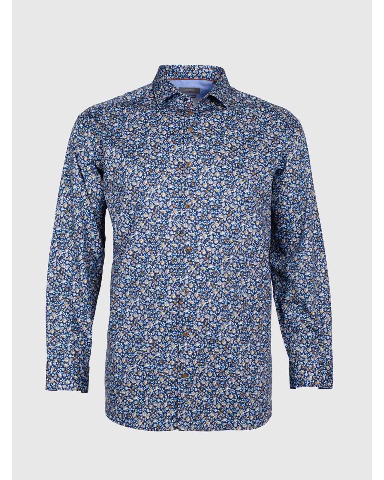 Chemise dobbyJ.Ordell grande taille fleurie bleu marine