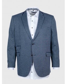 Veste en tweed pied de poule Skopes grande taille bleu et gris