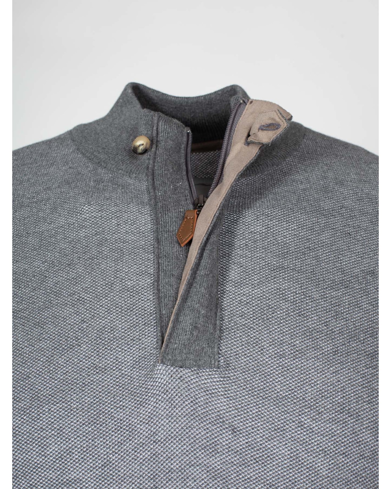 Pull camionneur zippé Maneven grande taille gris