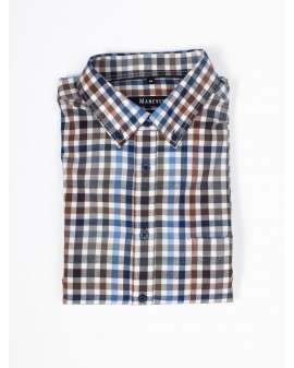 Chemise flanelle Maneven grande taille petits carreaux bleu