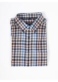Chemise flanelle Maneven grande taille petits carreaux bleu