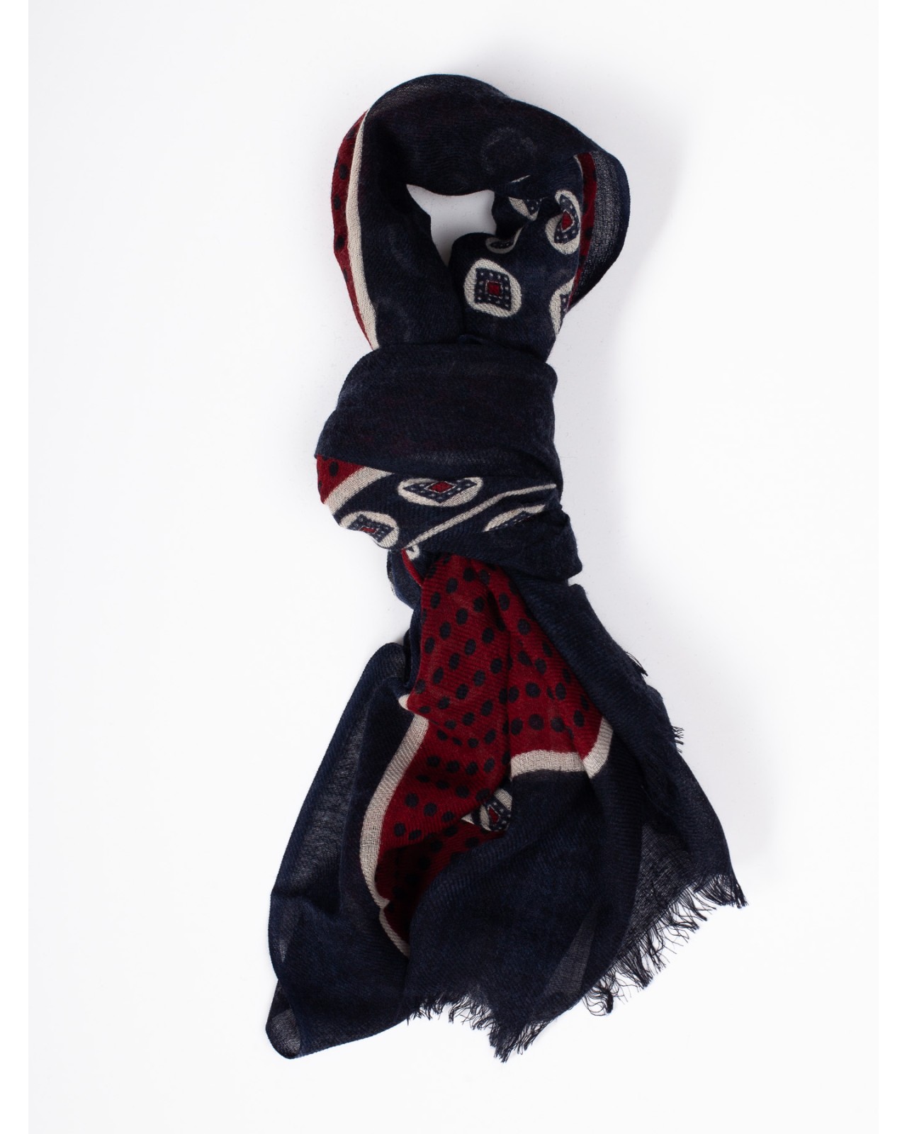 Chèche Maneven grande taille motif pointillés bleu marine