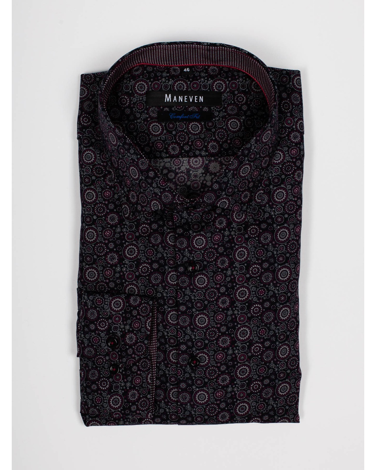 Chemise twill Maneven grande taille bordeaux NI