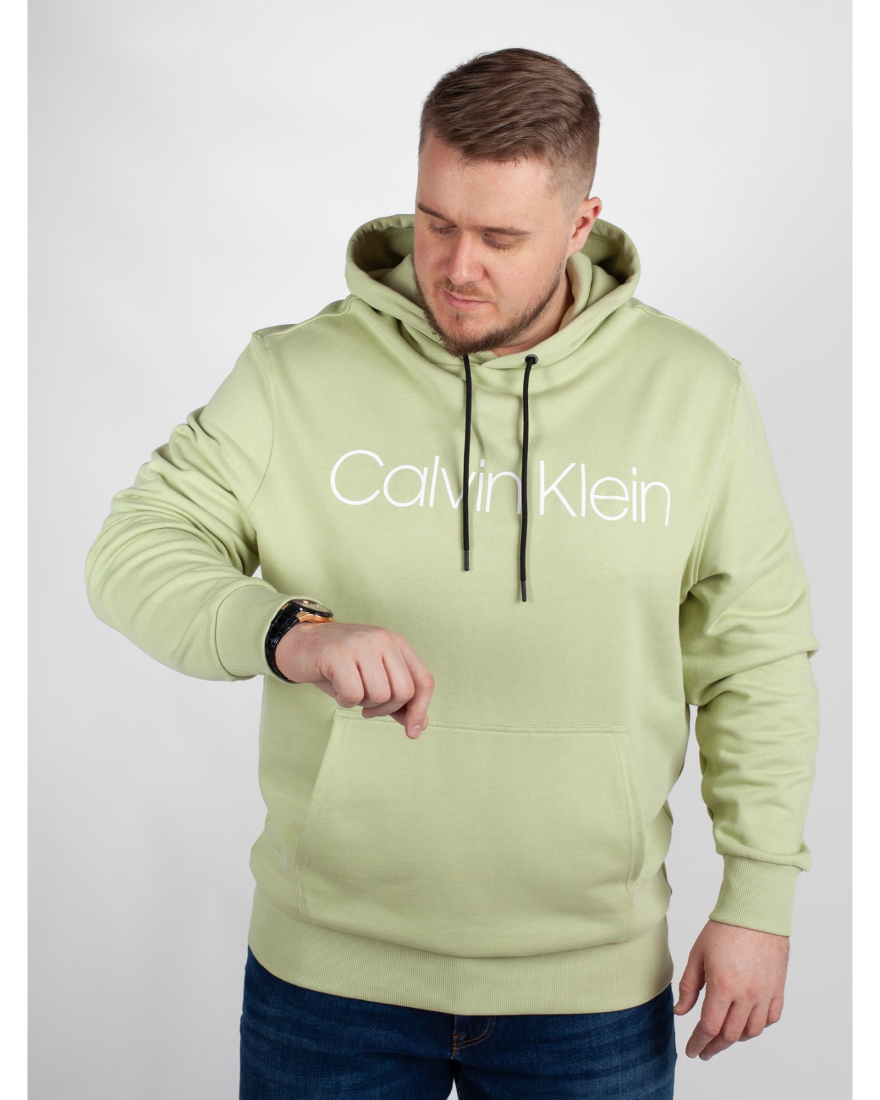 Sweat à capuche Calvin Klein grande taille vert amande