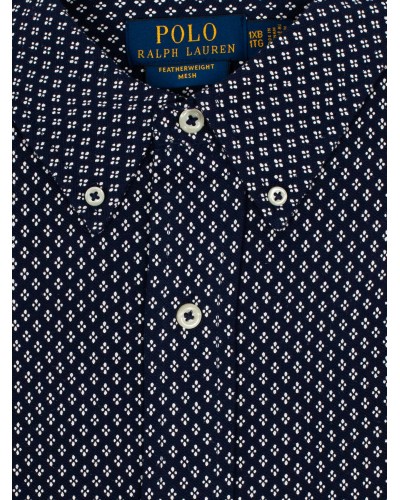 Chemise piqué Ralph Lauren grande taille à pois bleu marine