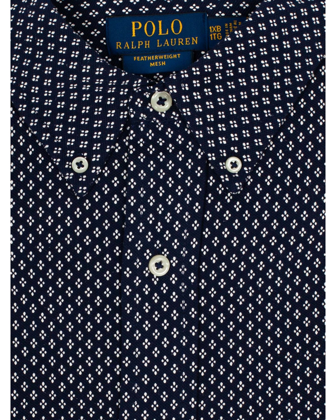 Chemise piqué Ralph Lauren grande taille à pois bleu marine