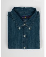 Chemise chambray Ralph Lauren aspect denim grande taille bleu indigo