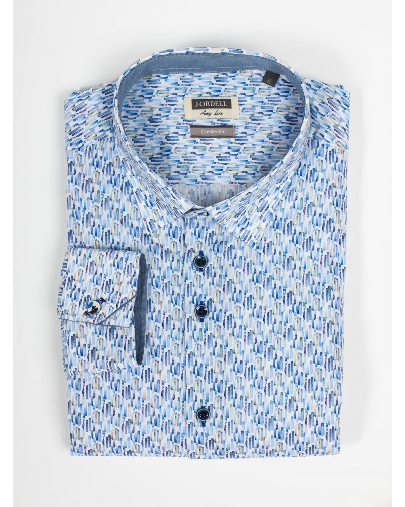 Chemise J.Ordell manches extra-longues 72 cm fantaisie bleu clair