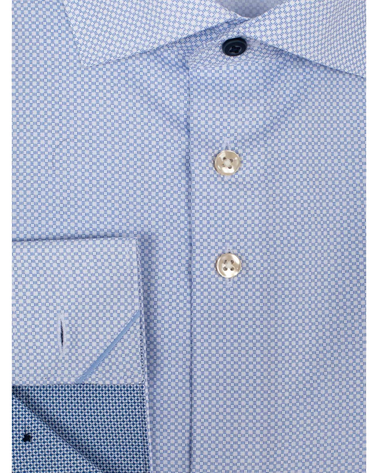 Chemise micro motif J.Ordell manches extra-longues 72 cm bleu 