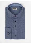 Chemise micro motif croix J.Ordell manches extra-longues 72 cm bleu marine