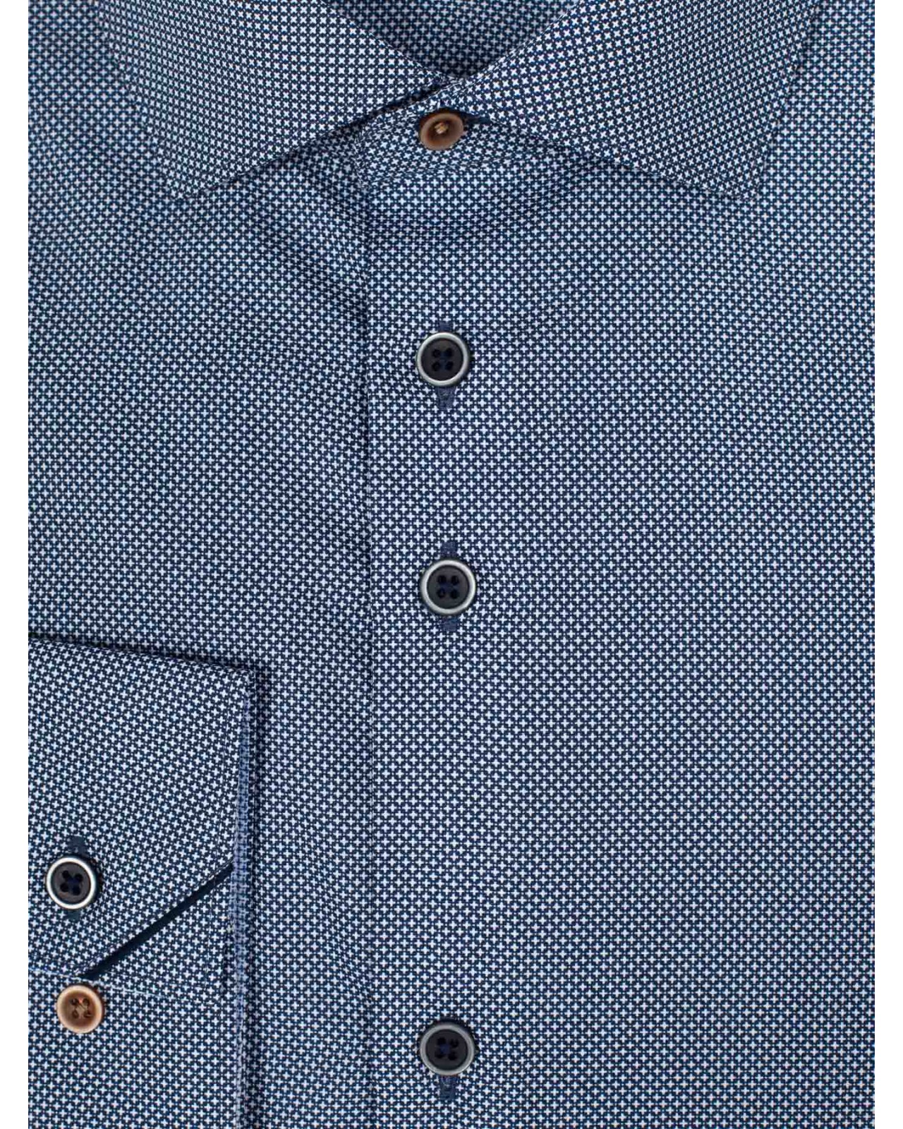 Chemise micro motif croix J.Ordell manches extra-longues 72 cm bleu marine