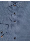 Chemise micro motif croix J.Ordell manches extra-longues 72 cm bleu marine