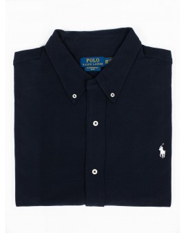 Chemise en maille piqué Ralph Lauren grande taille bleu marine