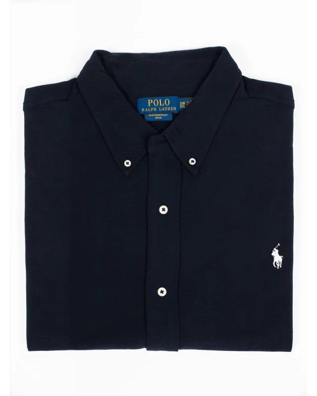 Chemise en maille piqué Ralph Lauren grande taille bleu marine