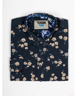 Chemise imprimé à fleurs Duke grande taille bleu marine