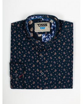 Chemise imprimé à petites fleurs Duke grande taille bleu