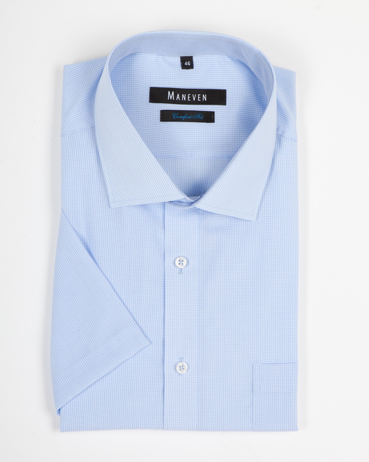 Chemisette grande taille micro vichy bleu ciel